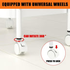 3-Tier Metal Utility Rolling Cart, Multi-Functional Storage Trolley for Office, Living Room, Kitchen, Movable Storage Organizer with Wheels, White