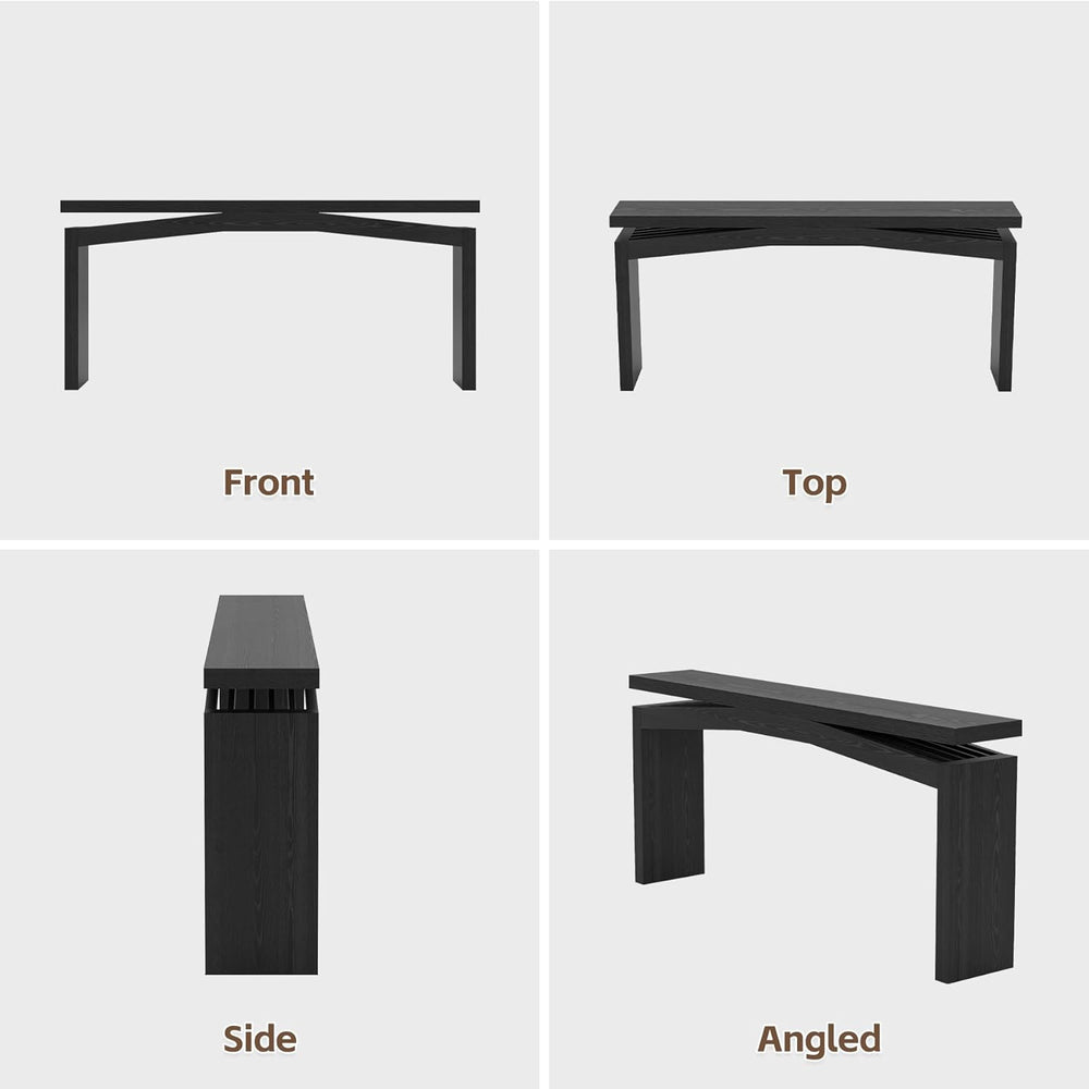 Epecoya 63-Inch Black Console Tables for Entryway Mid Century | Wooden Sofa T...