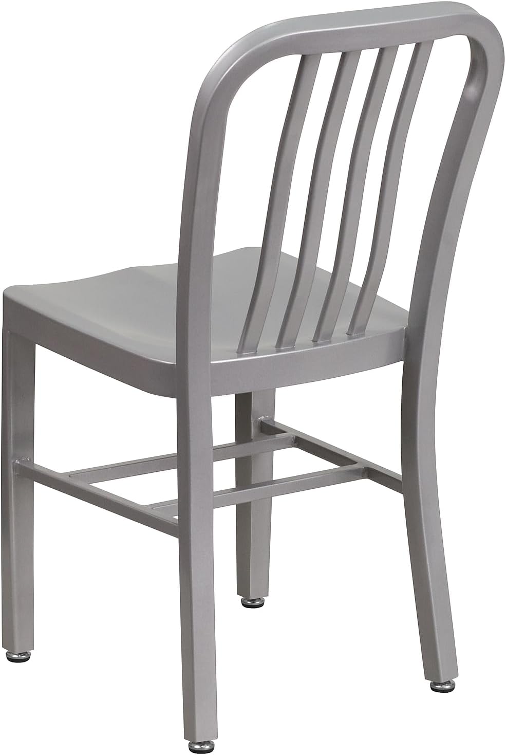 Flash Furniture Gael Indoor/Outdoor Modern Metal Dining Chairs, Commercial-Grade Galvanized Steel Restaurant Chairs, Set of 2, Silver