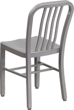 Flash Furniture Gael Indoor/Outdoor Modern Metal Dining Chairs, Commercial-Grade Galvanized Steel Restaurant Chairs, Set of 2, Silver