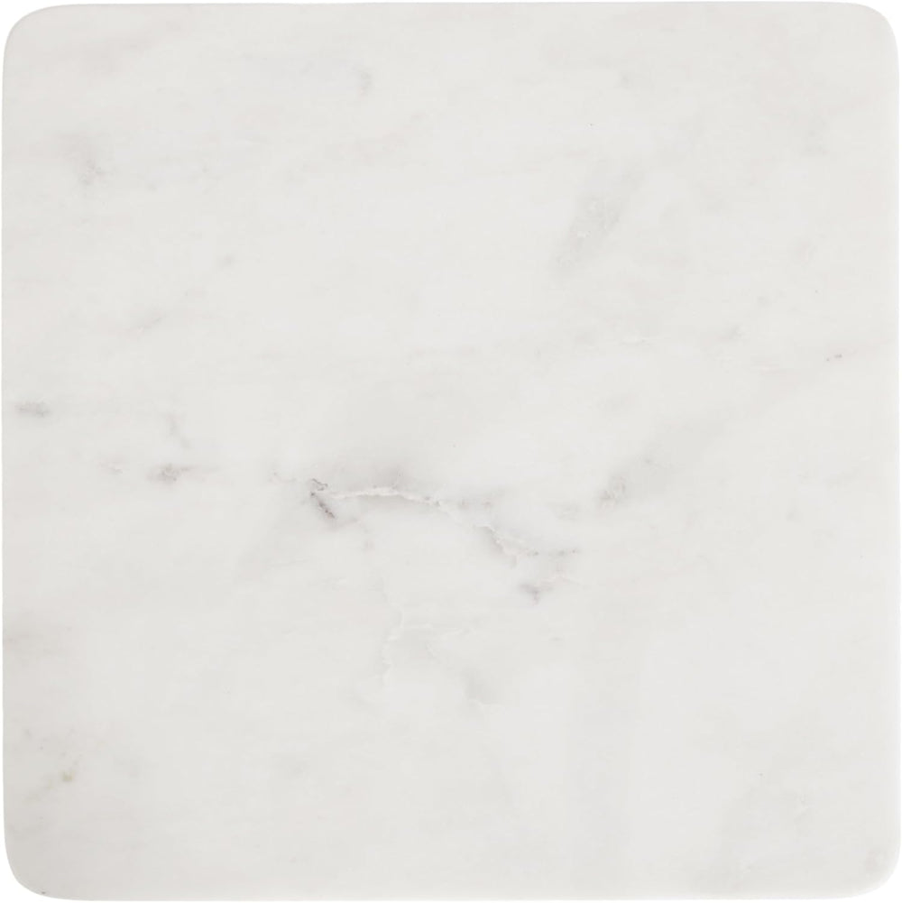 Kate and Laurel Quinley Modern Square Marble Drink Table, 10 x 10 x 22, White...