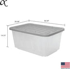 CX BLACK & YELLOW, 27-Gallon Heavy Duty Clear Storage Container & Snap-Tight Lid, Clear & Grey (14.3H x 20.6W x 30.6D), Weather-Resistant, Stackable, See-Through Organization Tote [2 Pack]