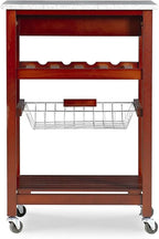 HomeStock Kitchen Island Cart with Granite Top - Rolling Kitchen Island Modern Kitchen Storage, Elegant Wooden Cart