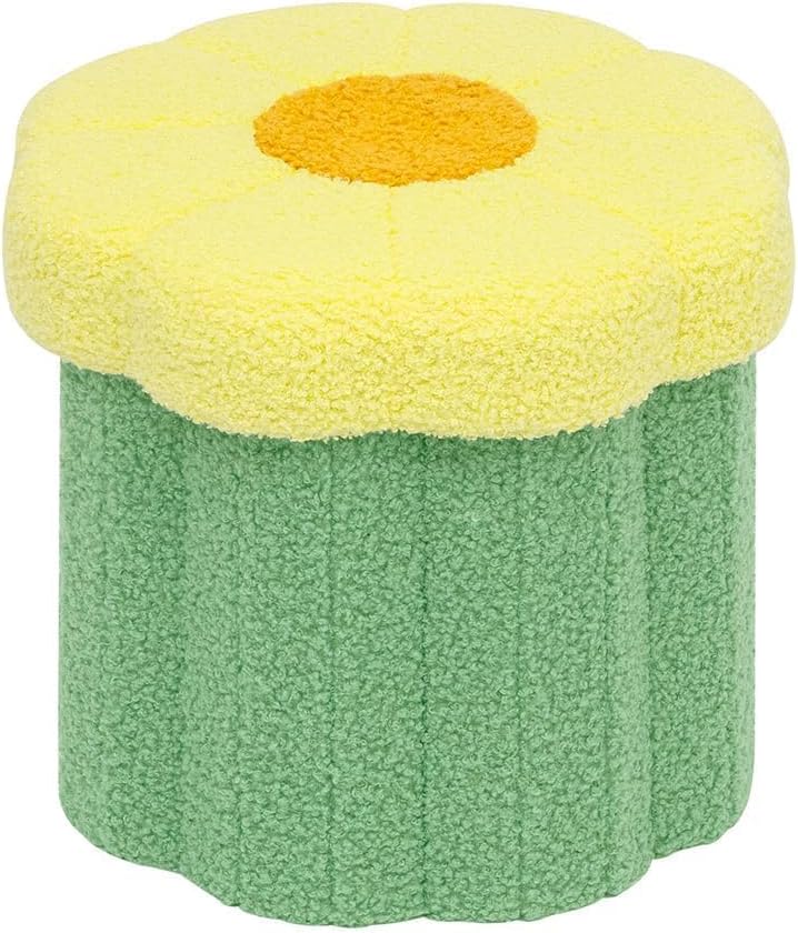 B FSOBEIIALEO Storage Ottoman Foldable, Sunflower Shaped Small Footrest Colla...