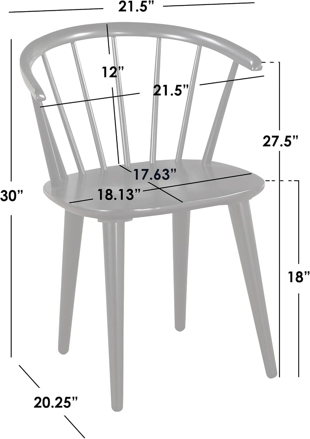 Florence Farmhouse Solid Wood Spindle Dining Chair, Walnut