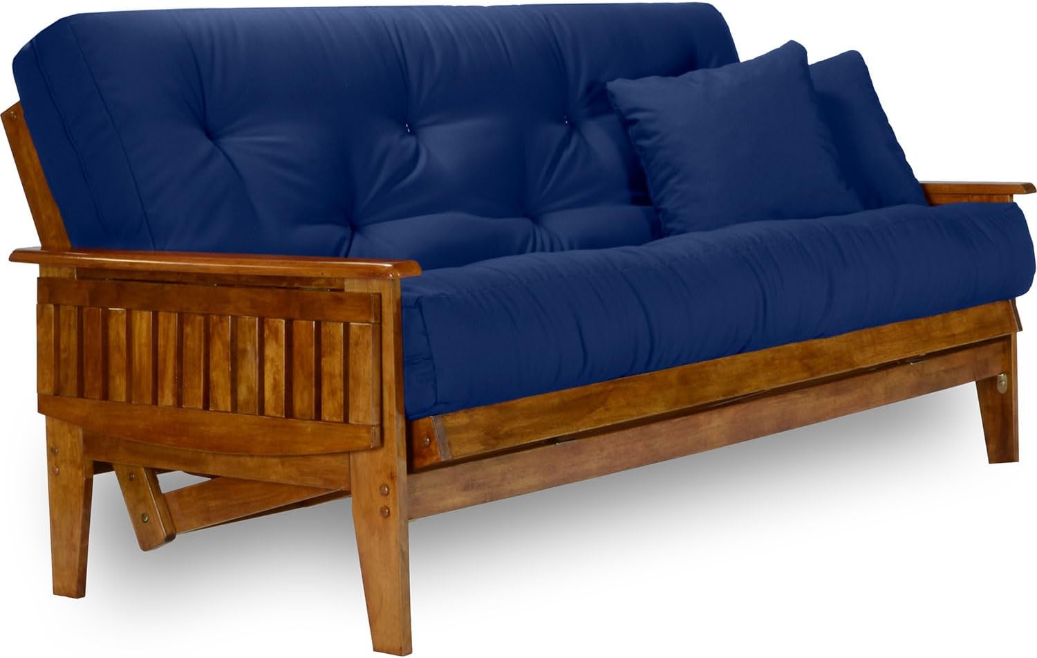 Eastridge Futon Set - Queen Size, Frame, 8" Mattress, Twill Royal Blue Cover