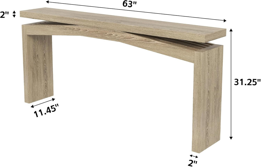 Epecoya 63 Inch Console Table for Entry Way Modern, Light Tan Wood | Farmhous...