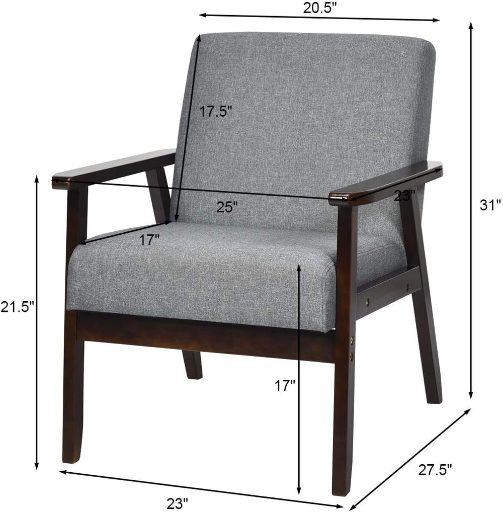 GIANTEX Mid-Century Modern Accent Chair, Retro Fabric Armchair, Solid Hardwoo...
