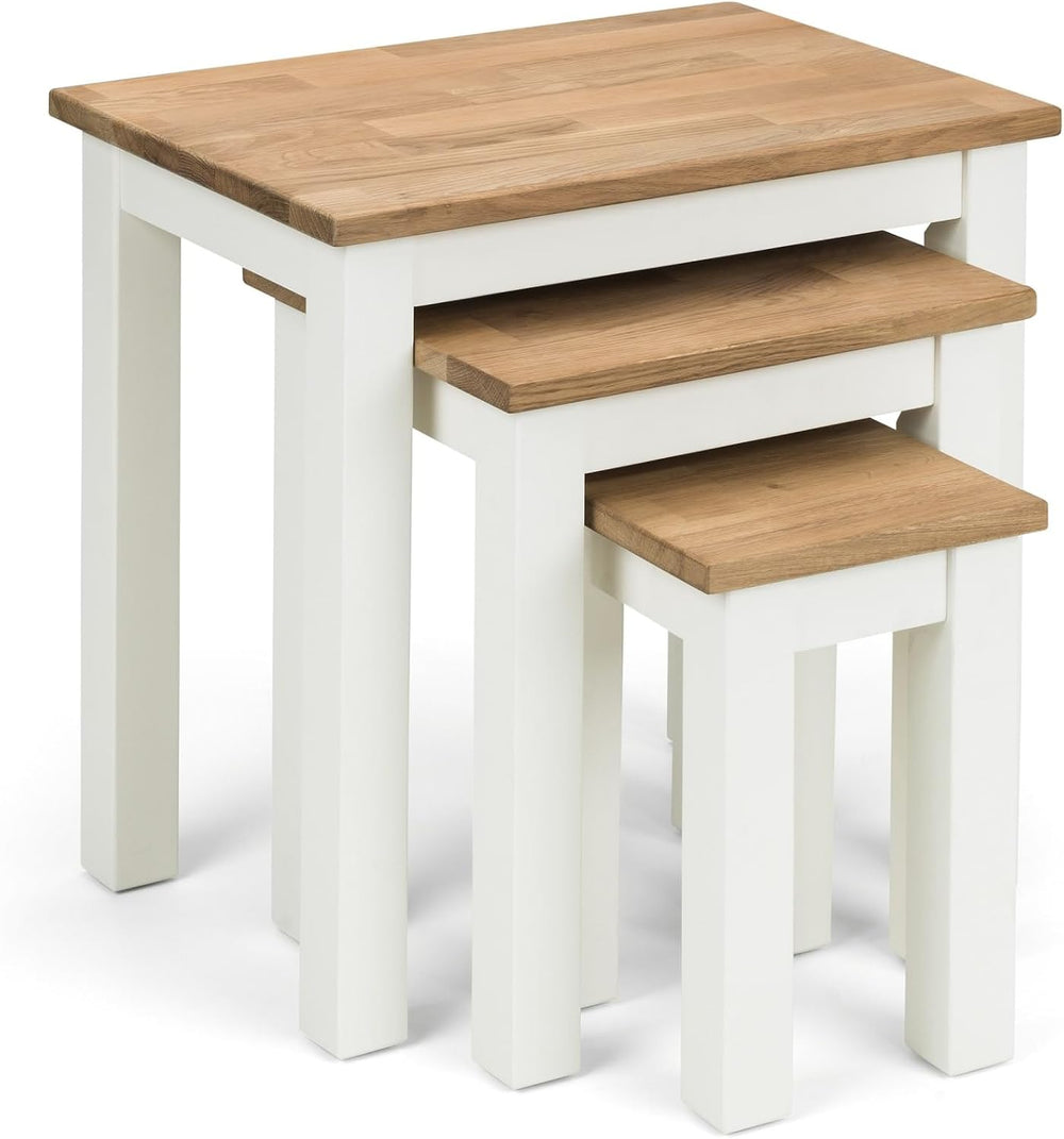 Julian Bowen Coxmoor Nest of 3 Tables, White & Oak