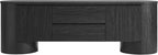 Modway Duval 71 Inch Oval TV Stand in Black – Low Profile Mid Century Modern Media Cabinet - Living Room Entertainment Center with Storage