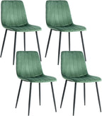 Dining Chairs Set of 4, Modern Kitchen Dining Room Chairs, Ergonomic Velvet Dining Chair Upholstered Cushion Seat and Sturdy Metal Legs (Green)