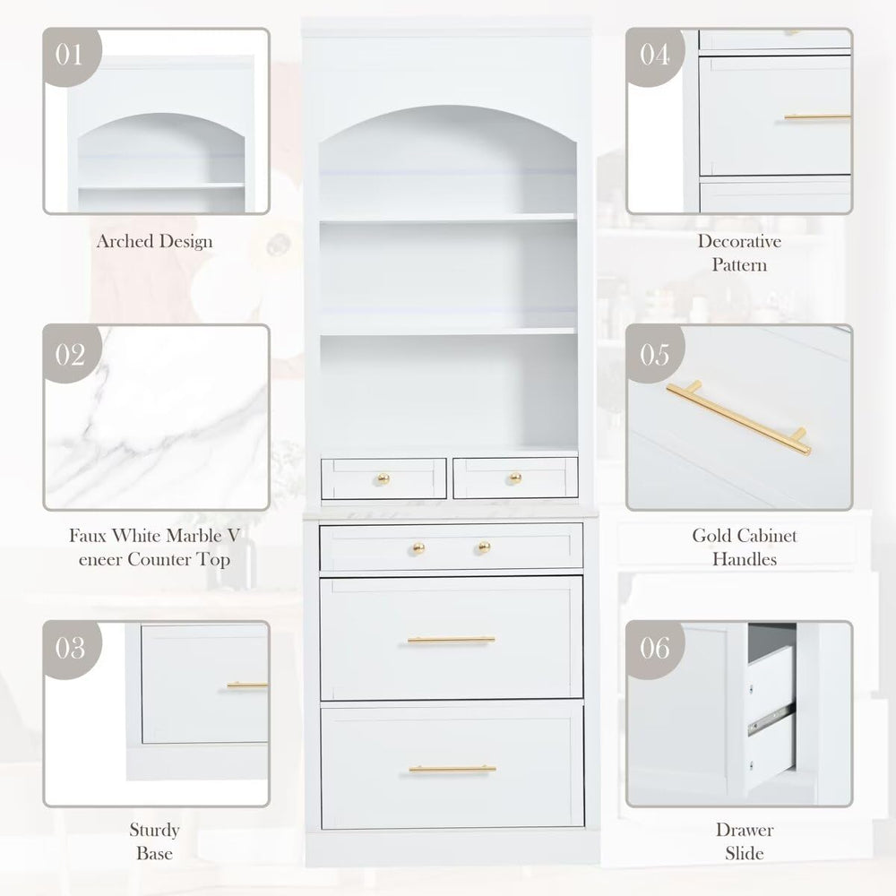 JIJIWANG Modern 83.7inch High Kitchen Pantry, Freestanding Tall Kitchen Hutch...