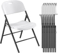 Nazhura 350 Weight Limit Heavy Duty Plastic Folding Chair with Reinfoced Steel Frame for Indoor and Outdoor, Wedding, Party, Restaurant, Meeting Room, Patio and Garden (8, White)