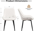 Dining Chair Set of 2, Modern Dining Chairs with Thick Cushions, Faux Leather Upholstered Kitchen Dining Room Chairs with Metal Adjustable Legs for Dining Living Room, White