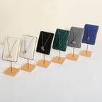 GemeShou Black velvet necklace stand, gold necklace hanger, small metal jewelry stand for earrings and necklaces【Black】