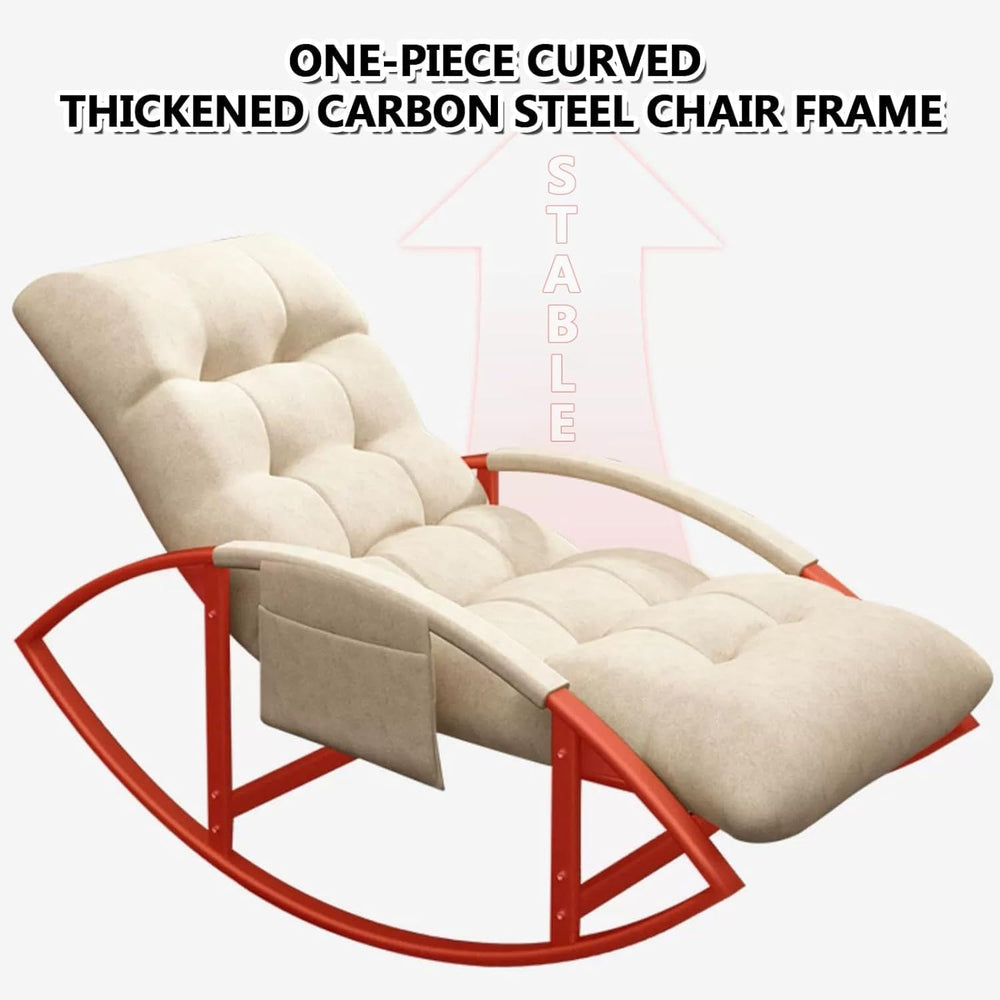 Leisure Rocking Chair and Footstool Set,Living Roomcomfortable Arc Soft Cushi...