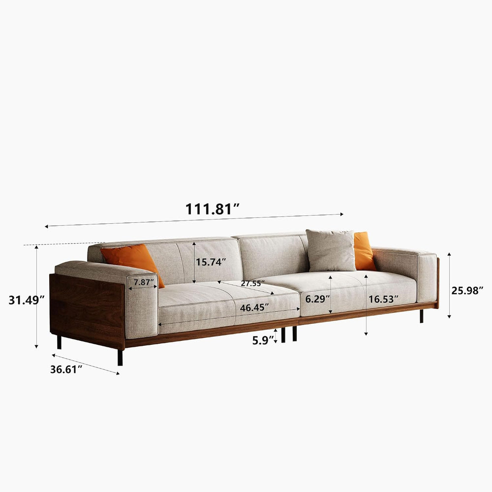 Modern 4-Seater Upholstered Fabric Sofa for Living Room, 111.8"
