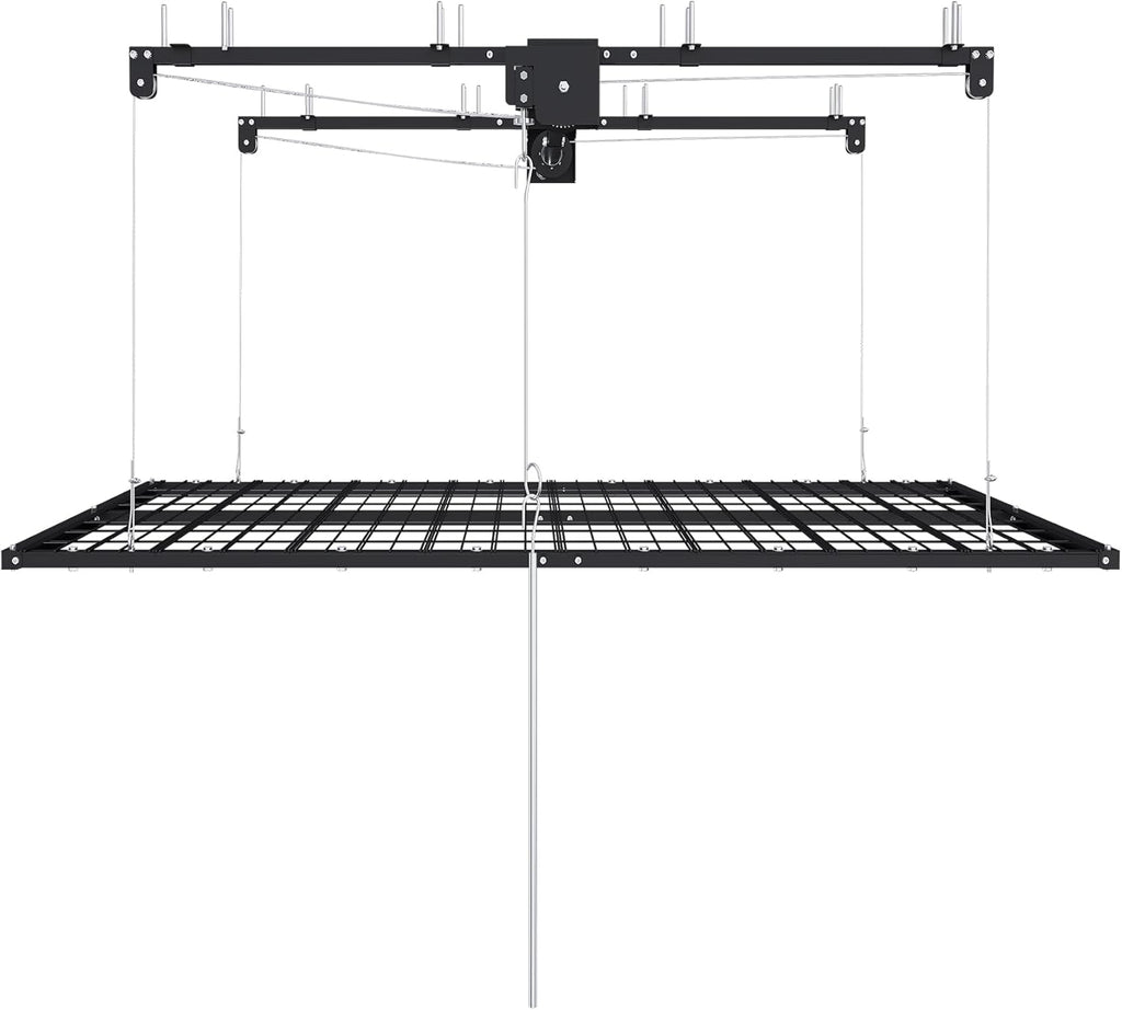 Montary 5x9 FT Overhead Garage Storage Rack for 10-12 FT Ceiling, Adjustable Ceiling Lifting Storage Rack with Safety Lock, 400LBS Capacity All-Steel Construction Heavy-Duty Garage Organizer Rack