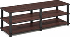 Furinno TURN-S-TUBE Shoe Rack, 3-Tier Shoe Organizer, Shoe Storage Rack with No Tools Assembly, 11.6 x 47.2 x 15.4, for Closet Entryway, Office, Garage, Dark Cherry/Black