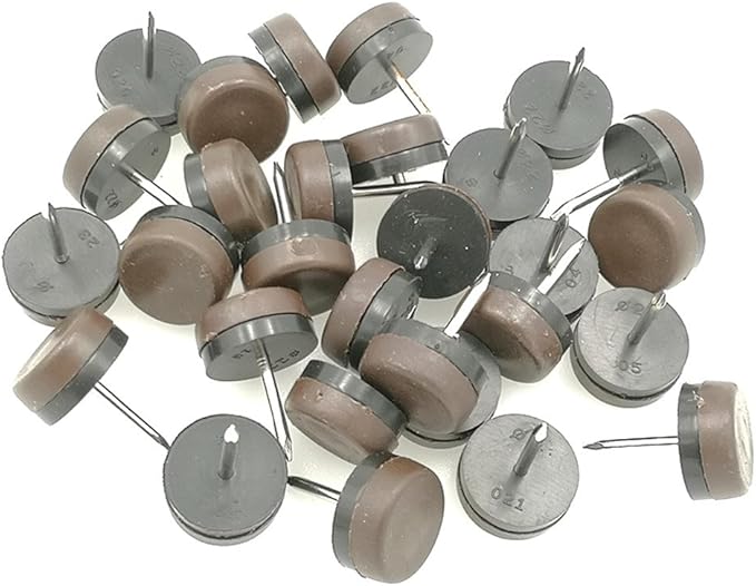ALIMITOPIA 40pcs Furniture Glide Nail-in Thickened Nylon Chair Glide Slider Furniture Pad Floor Protector for Wooden Furniture Chair Tables Leg Feet(Φ30mm or 1.2";Brown)