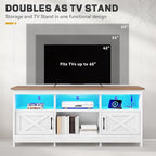 YITAHOME TV Stand for 65 Inch TVs, Entertainment Center with Storage Cabinets, Power Outlet & LED Light, Media Console Living Room Furniture, White