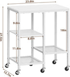 Kitchen Microwave Cart with Wheels,Coffee Bar Table Station,4-Tier Rolling Baker's Oven Rack,Small Appliance Storage Shelf,Utility Trolley Side Table for Kitchen,Office, Living Room (Snowy White)
