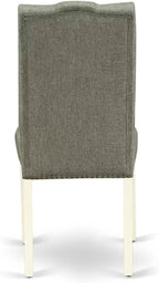 East West Furniture V027EL207-9 9 Piece Dining Room Set Includes a Rectangle Kitchen Table with V-Legs and 8 Gray Linen Fabric Upholstered Parson Chairs, 40x72 Inch, Multi-Color