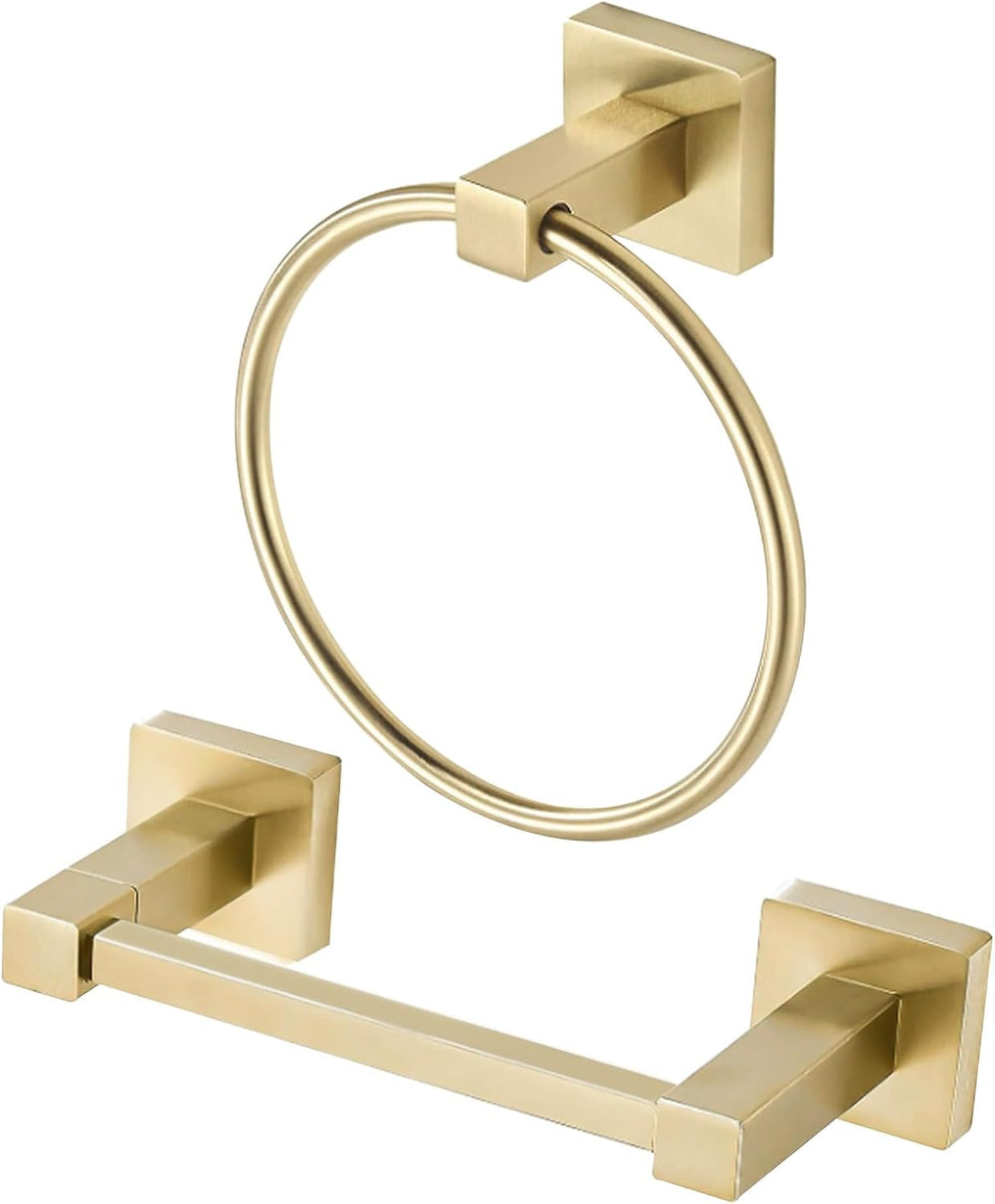 BigBig Home Gold Toilet Paper Holder Towel Ring, Brushed Gold Hand Towel Hold...