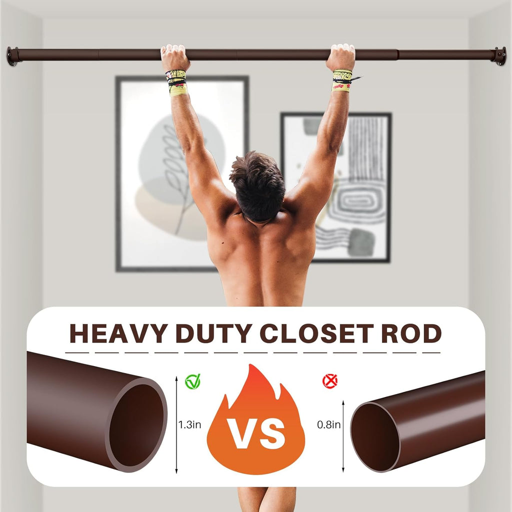 Closet Rod - Closet Rods for Hanging Clothes, 17 to 82 inch Adjustable Closet Hanging Rod, Heavy Duty Clothes Rod Clothing Bar, Closet Poles for Hanging Clothes for Wardrobes, Shower Curtain