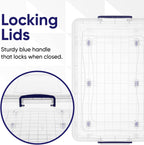 Superio Storage Bins with Lids- Clear Boxes for Organizing, Stackable Plastic Containers- BPA Free, Non-Toxic, Odor Free, Organizer for Home, Office, Dorm (6 Pack, 32 Qt (Wheeled))