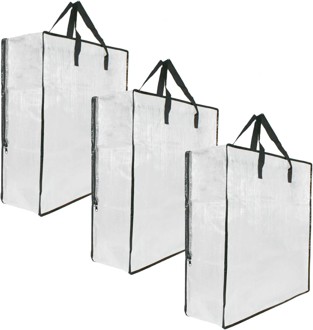 3 Pack Clear Storage Bags with Zipper and Handles, Blanket Bags For Closet Storage, Moving and Packing Supplies for College, Underbed Storage Organizer for Clothes Pillow Bedding Christmas Wreath