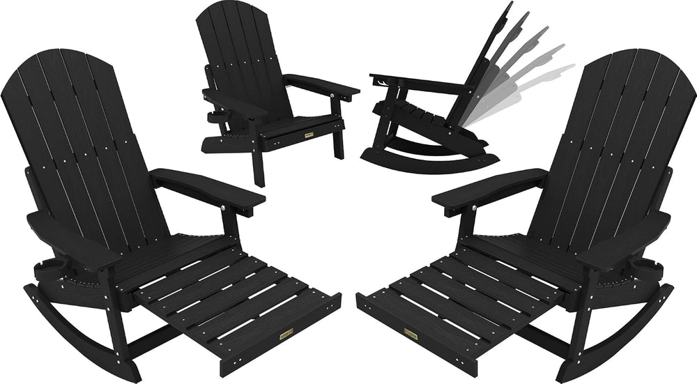 YEFU Adirondack Rocking Chairs Set of 2, with Footrest, 5-Level Adjustable