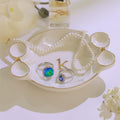Ceramic Jewelry Tray, Exquisite Handmade Initial Ring Dish with Double Bow Design, Perfect for Organizing Rings Earrings Necklaces Keys, Gifts for Women on Birthday Mother's Day Christmas