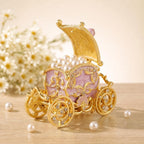 Retro Carriage Jewelry Trinket Box Enamel Ring Hold Boxes Hand-Painted Vintage Ornaments Craft Gift for Women Girls (Purple)