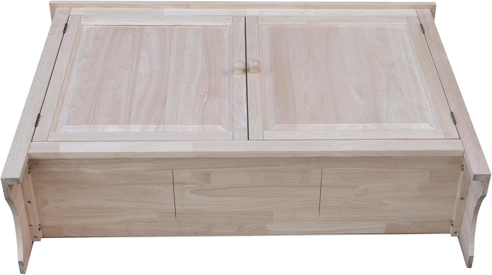 Solid Wood Hall Cupboard - 34" H, Unfinished