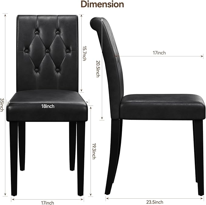 Upholstered Dining Chairs Set of 4, Button Tufted Parsons Dining Chair with S...