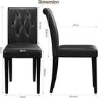 Upholstered Dining Chairs Set of 4, Button Tufted Parsons Dining Chair with Solid Wood Legs, Modern PU Leather Side Chair for Dining Room/Kitchen/Restaurant/Hotel- Black
