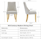 Beige Mid Century Dining Chairs Set of 4, Modern Kitchen & Dining Room Chairs Set of 4, Chenille Fabric Upholstered Kitchen Chairs, Sillas de Comedor, Gold Legs (Beige, 4 Pcs)