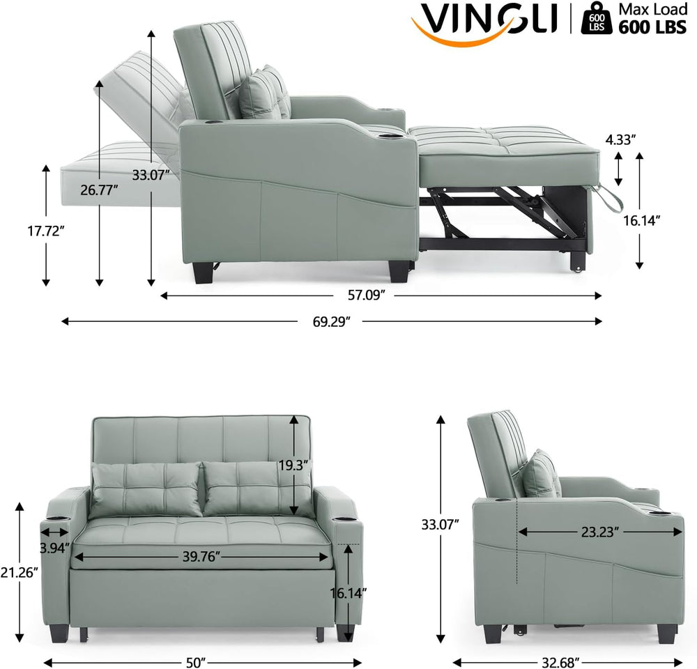 VINGLI Convertible Loveseat Sleeper Sofa Bed, Pullout Couch for Living Room |...