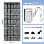 35Large Pockets Over The Door Shoe Organizer, Mesh Pockets Shoe Holder Rack, Capacity hanging shoe organizer，door shoe rack With 4 Metal Hook.