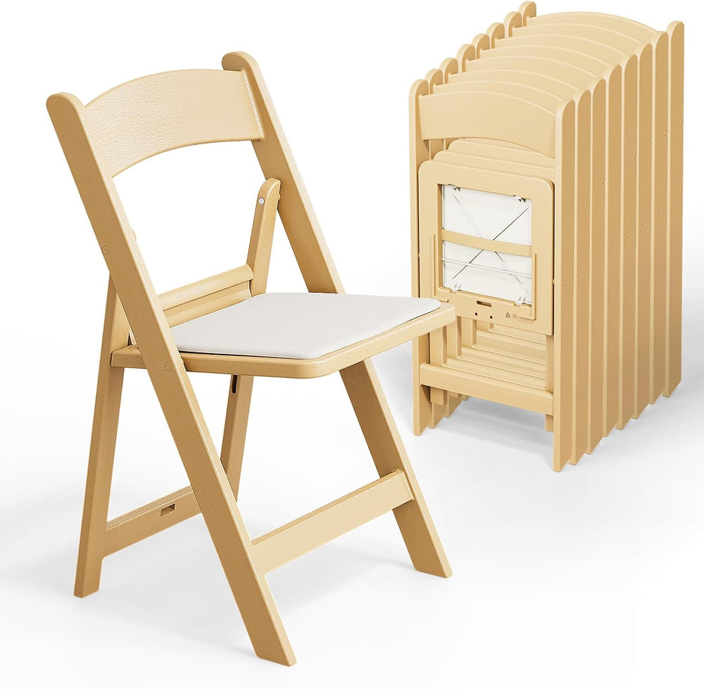 VINGLI Resin Folding Chairs with Cushion, Foldable Plastic Chair with Comfort...
