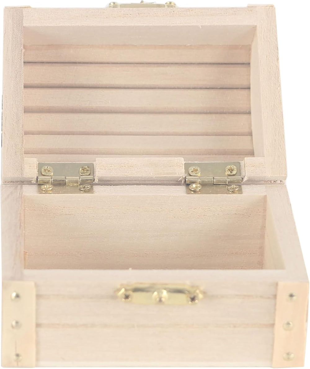 Make Market 3.5” Unfinished Wood Treasure Chest - Ready-to-Decorate Wood Box ...