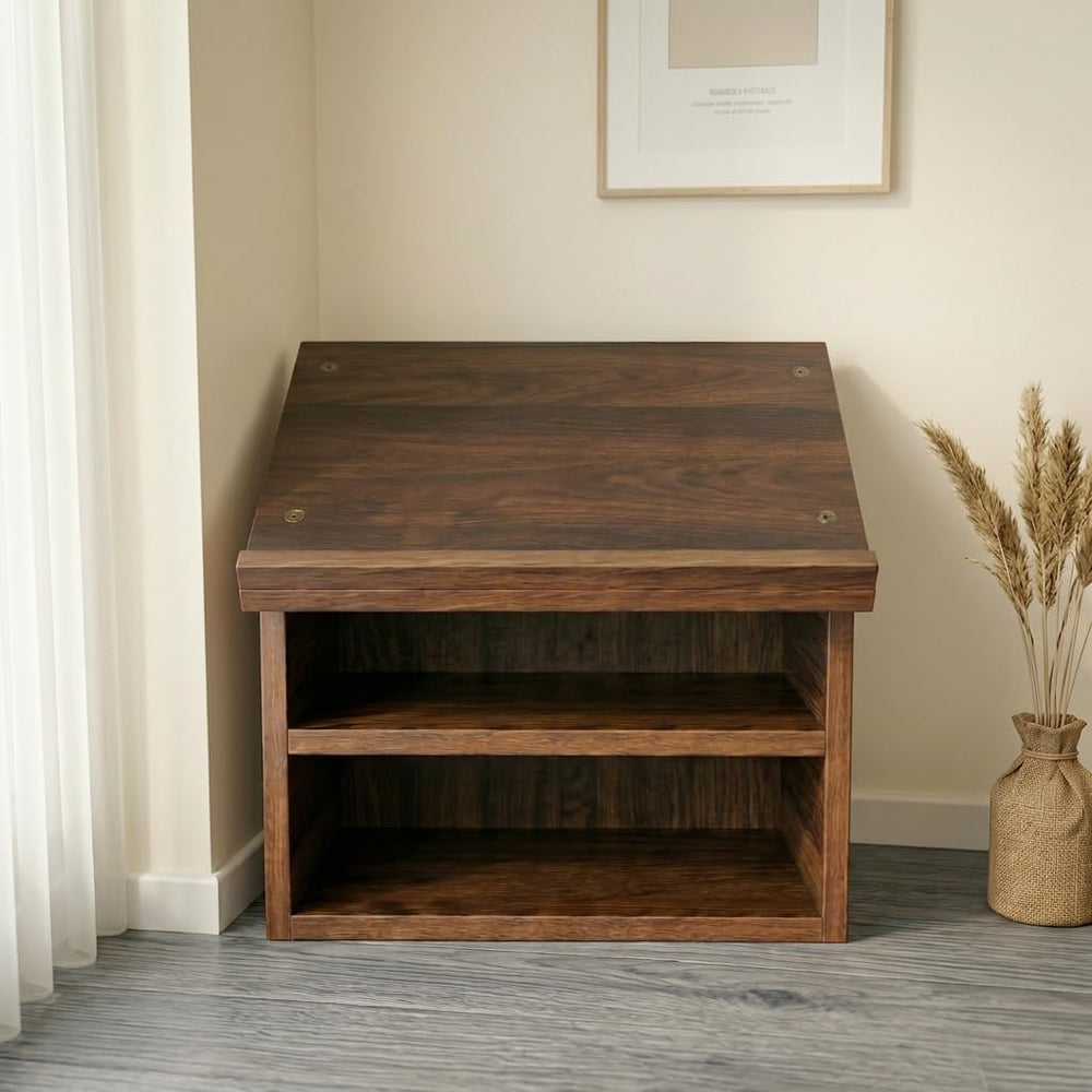 Wooden Buddhist Sutra Reading Stand – Altar Desk with Storage Compartment – H...