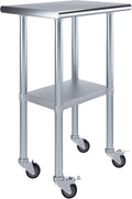 AmGood 24" Long x 18" Deep Stainless Steel Table with Casters