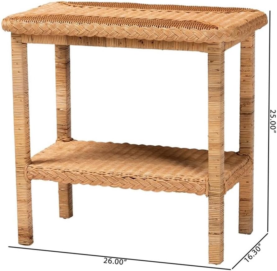 bali & pari Minahasa Bohemian Light Honey Braided Rattan Side Table