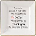 Thank You Gift for Women, Ceramic Jewelry Dish, Appreciation, Going Away, Retirement Gifts for Coworkers, Hostesses, Teachers, Friends, Nurse, Decorative Jewelry Tray for Home Decor (Thank you)