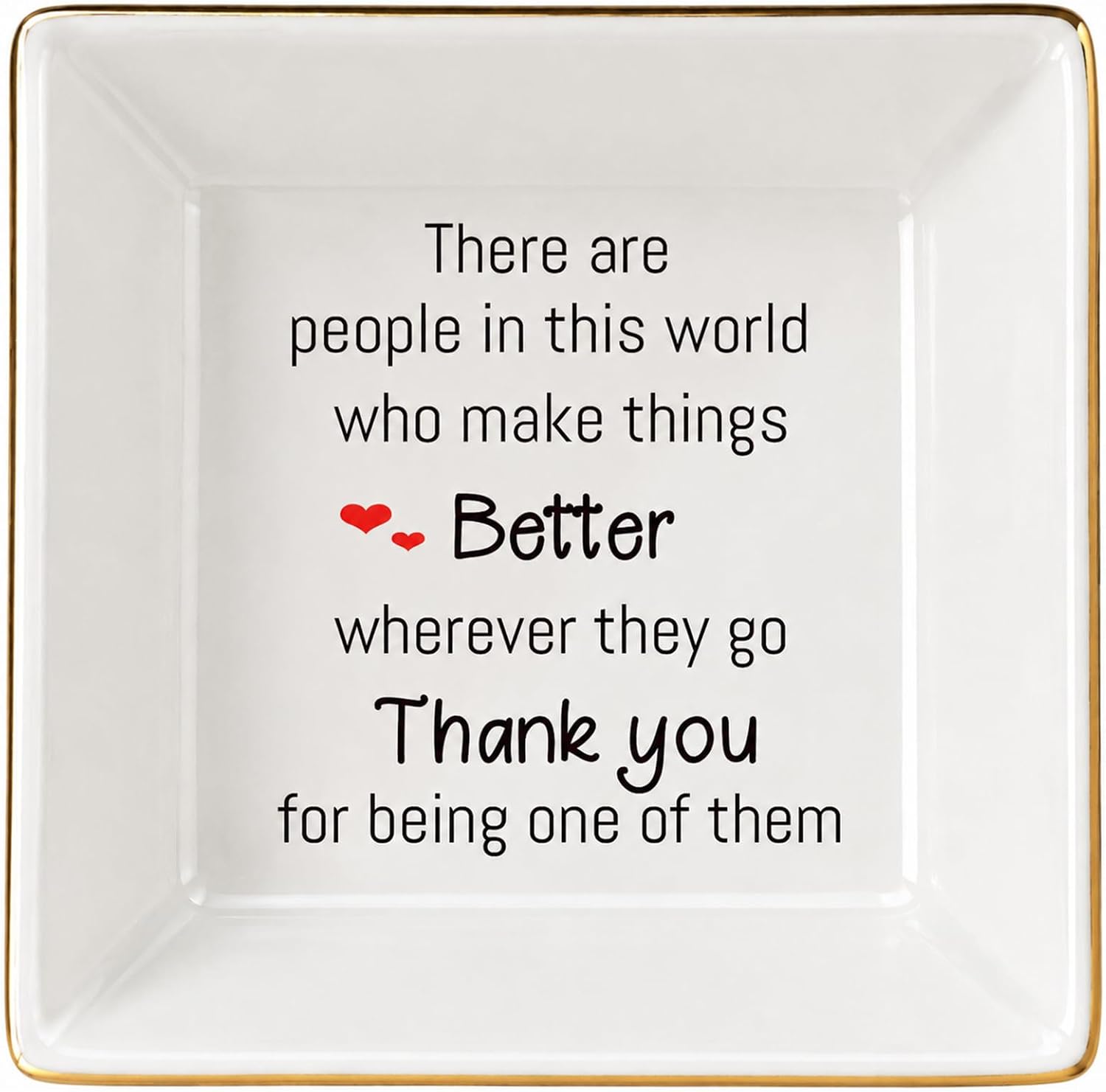 Thank You Gift for Women, Ceramic Jewelry Dish, Appreciation, Going Away, Retirement Gifts for Coworkers, Hostesses, Teachers, Friends, Nurse, Decorative Jewelry Tray for Home Decor (Thank you)
