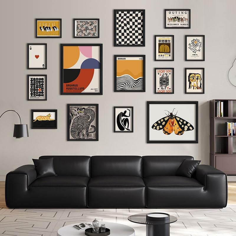 ANERZA 16 PCS Wall Art Framed Eclectic Wall Art Decor, Modern Maximalist Wall...