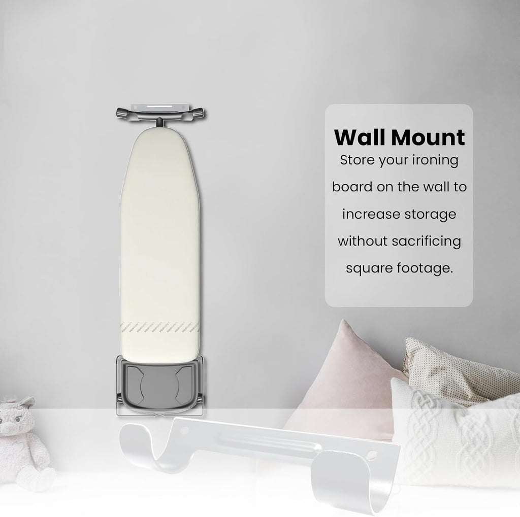 Ironing Board Hanger Wall Mount Ironing Board Holder Organizer Wall Rack for Laundry Rooms Space-Saving Storage Rack Hanging Shelf Hanger with Screws (White)