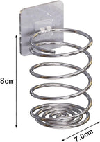 Wall-Mounted Spiral Hair Tool Holder, Adhesive Bathroom Organizer for Toothbrush and Makeup Brushes, Stainless Steel, 8 x 7 cm (2)